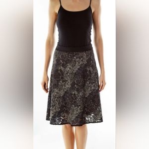 CAbi Skirt in Size M Black with Puples & Beige. Lace accents.